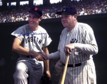 Ted Williams and Babe Ruth (signed by Ted Williams) Green Diamond 20 x 24