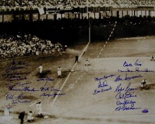 Limited edition 16x20 photograph has been autographed by 21 members of the 1951 Giants and Dodgers.